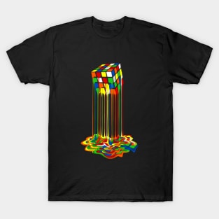 Rainbow Abstraction Melted Rubiks Cube T-Shirt